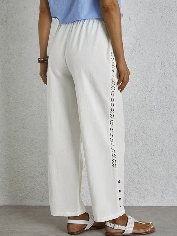 Coastal Charm Embroidered Wide-Leg Pants