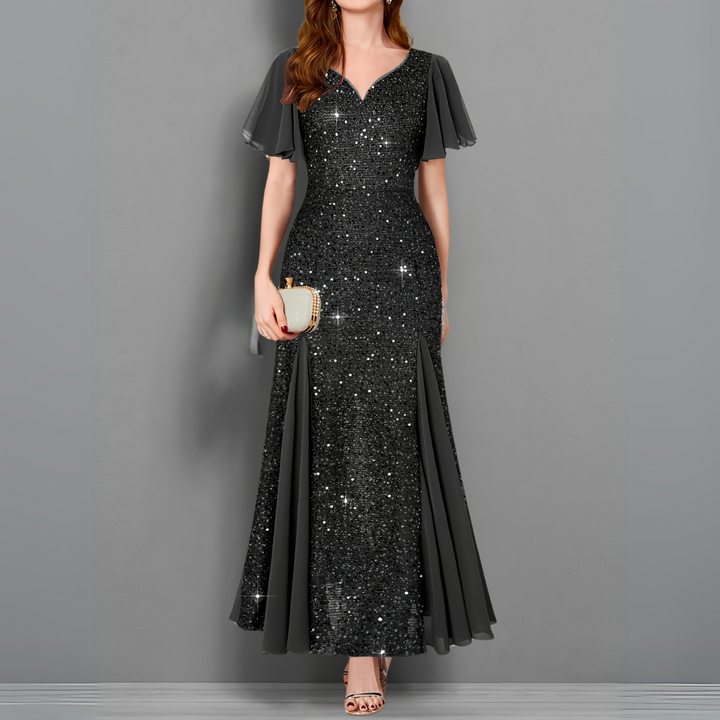 Scarlet Elegance Sequin Evening Gown