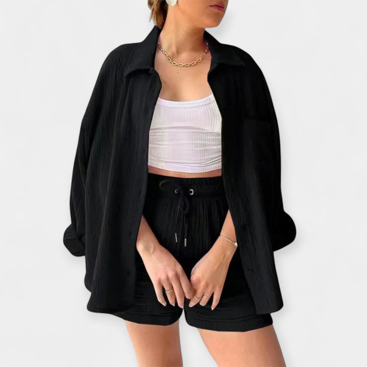 Bicolor Summer Top and Shorts Set