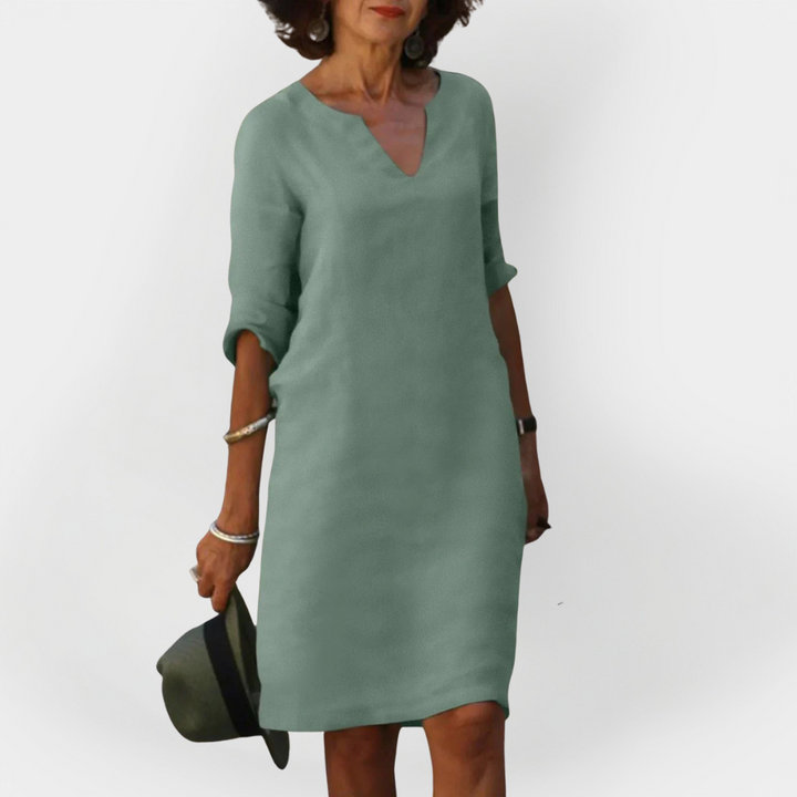 Everyday Dress with V Neckline