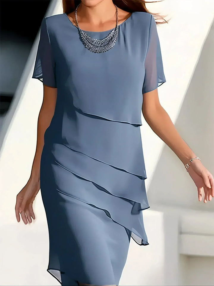 Midnight Elegance Layered Chiffon Dress