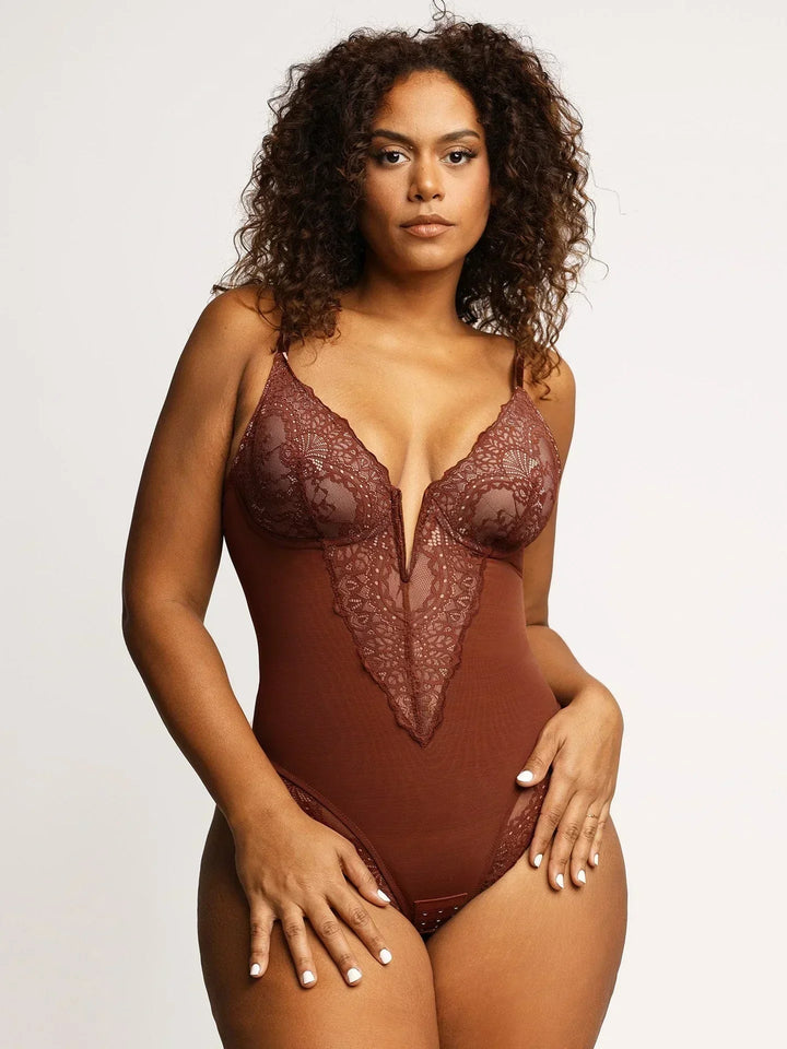 Aveline Deep Brown Lace Bodysuit