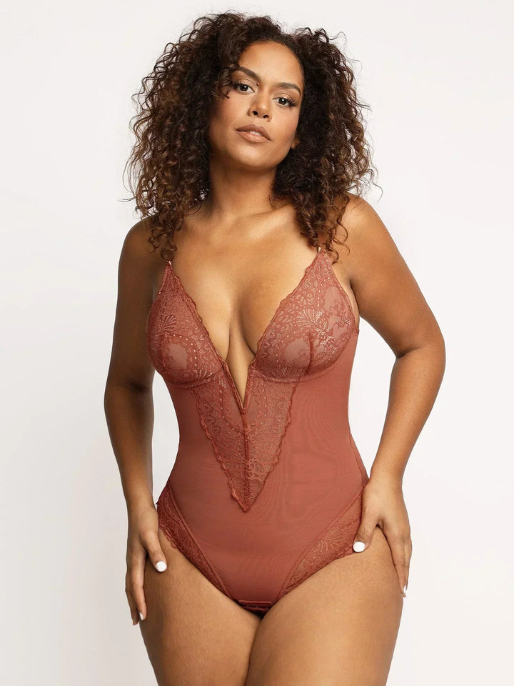 Aveline Deep Brown Lace Bodysuit