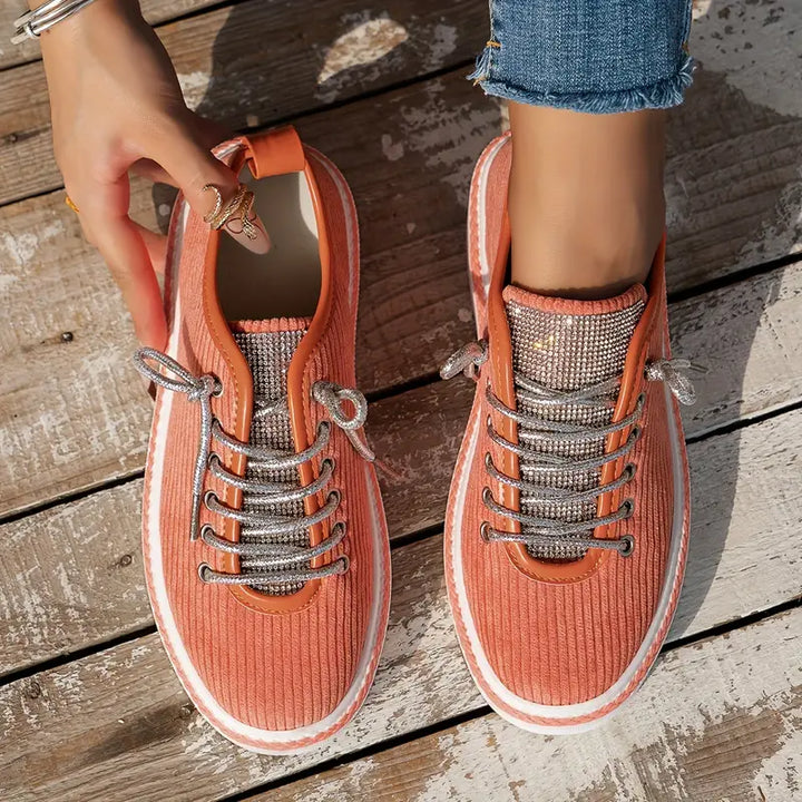 Coral Luxe Rhinestone Sneakers