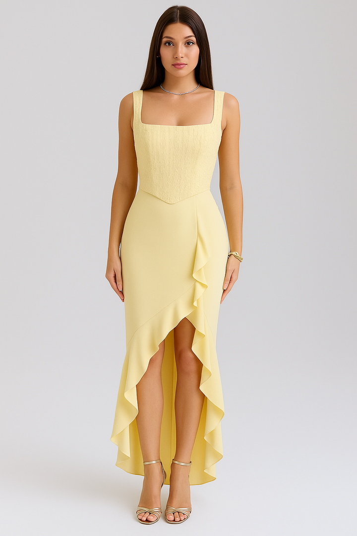 Glow Ruffle High-Low Dress