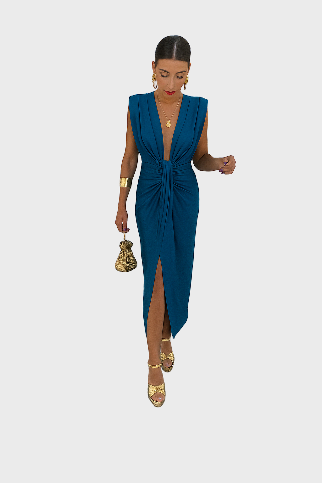 Sunset Glow Draped Midi Dress
