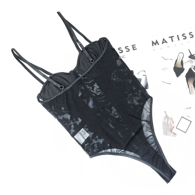 Midnight Elegance Lace Corset Bodysuit