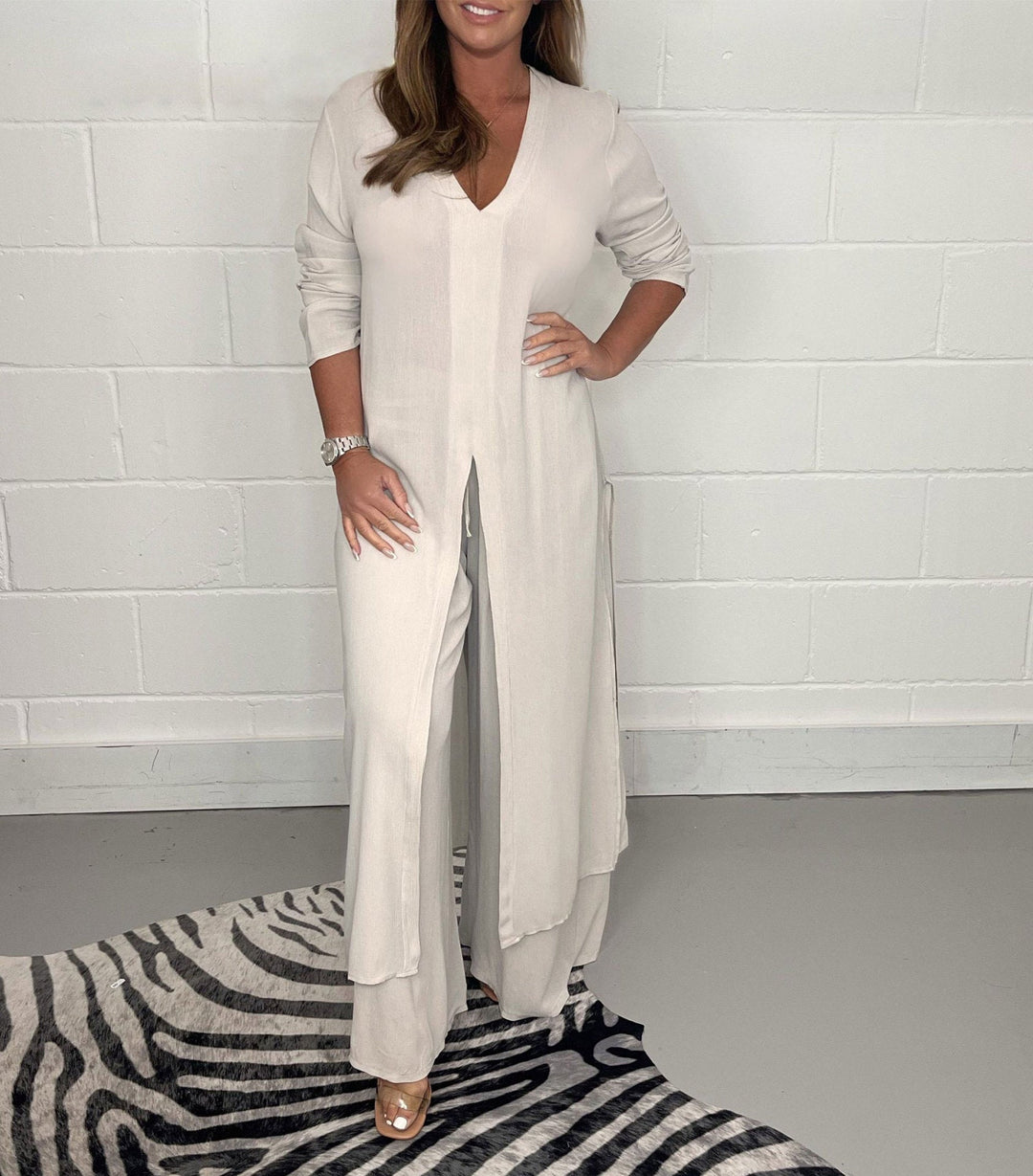 Sage Flow Layered Tunic Set