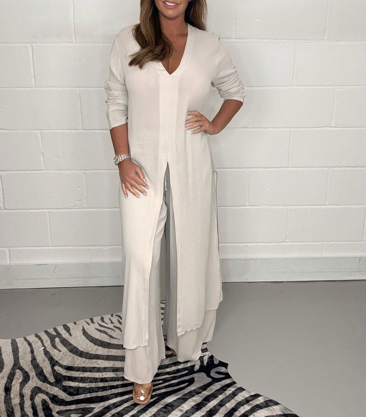 Sage Flow Layered Tunic Set