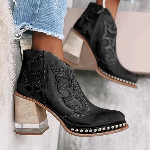 Aurora Studded Western Ankle Boots
