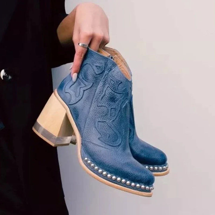Aurora Studded Western Ankle Boots