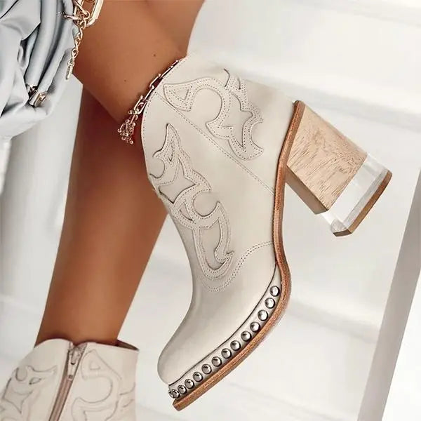 Aurora Studded Western Ankle Boots