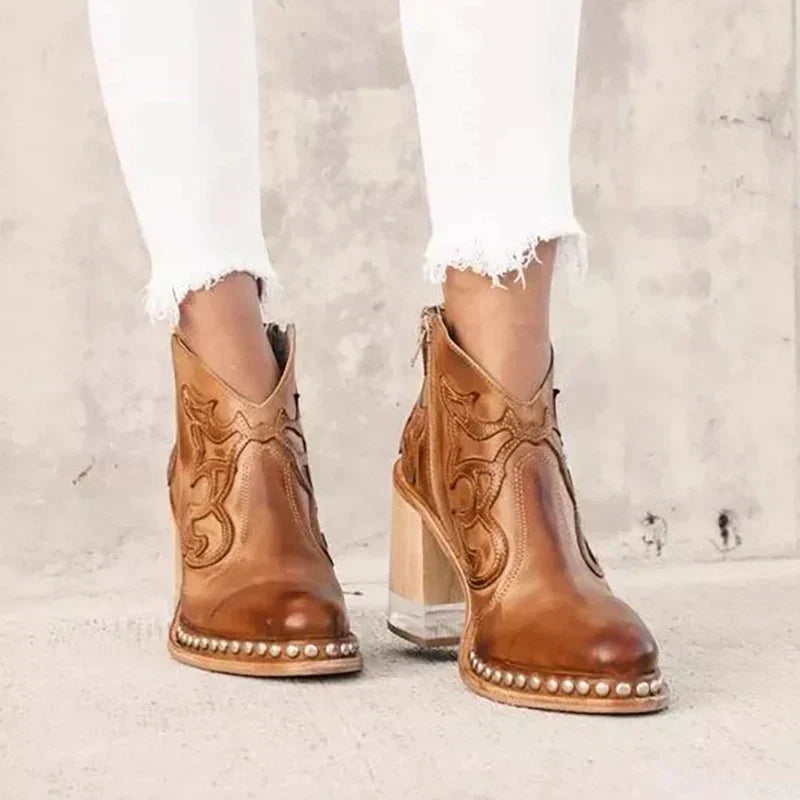 Aurora Studded Western Ankle Boots