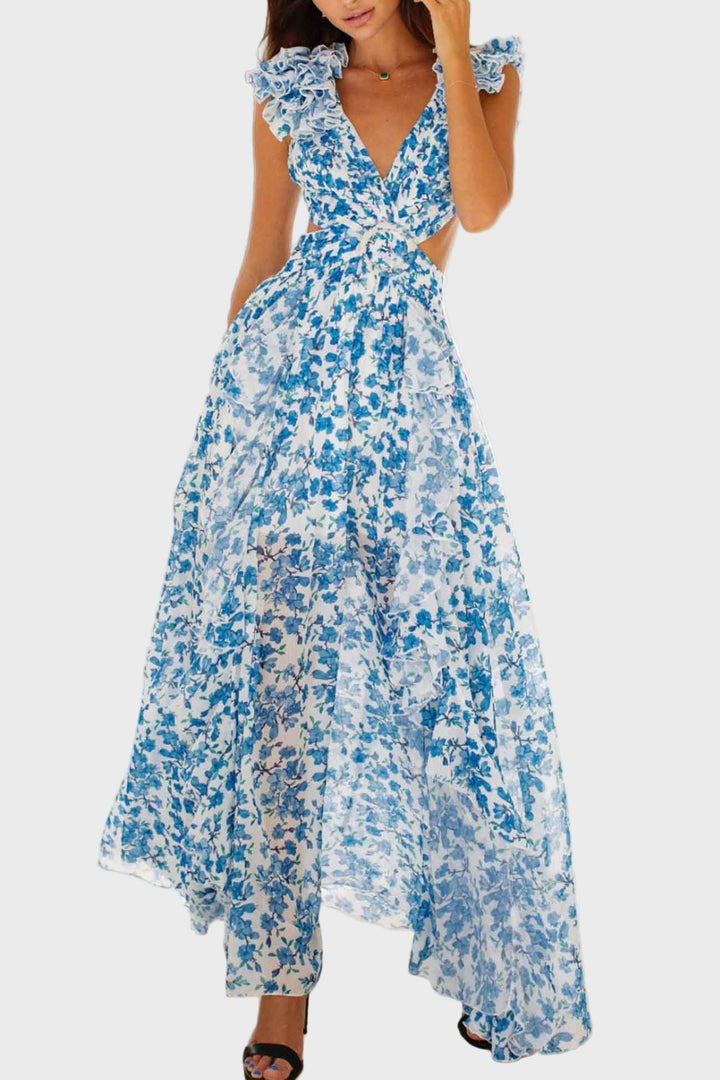 Blossom Whisper Ruffle Maxi Dress