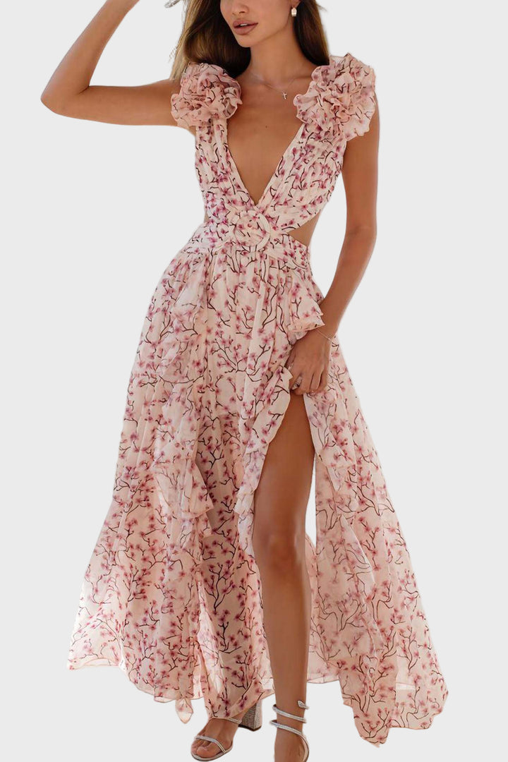 Blossom Whisper Ruffle Maxi Dress
