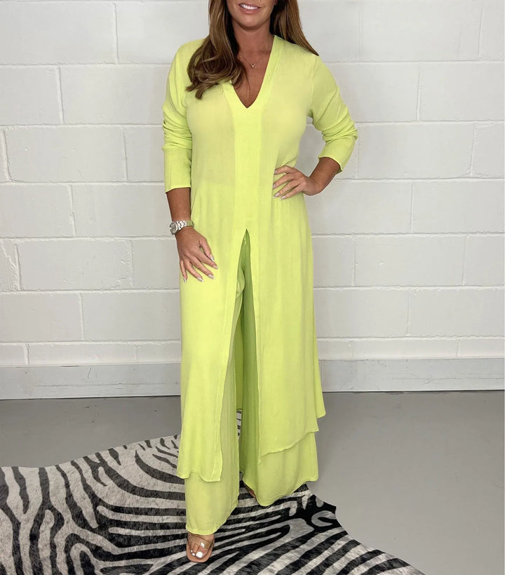 Sage Flow Layered Tunic Set