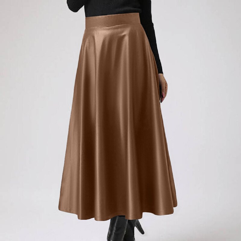 Elegant High-Waist Faux Leather Maxi Skirt