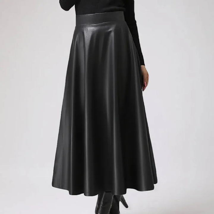 Elegant High-Waist Faux Leather Maxi Skirt