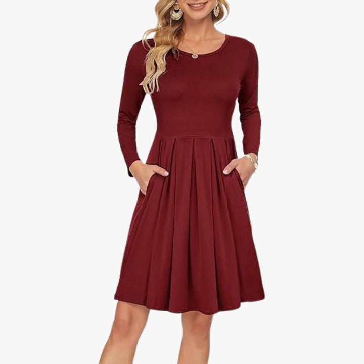 Burgundy Grace Pocket Dress