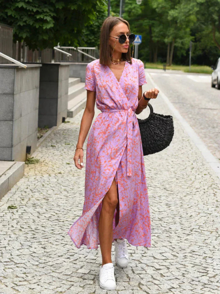 Vibrant Garden Wrap Maxi Dress