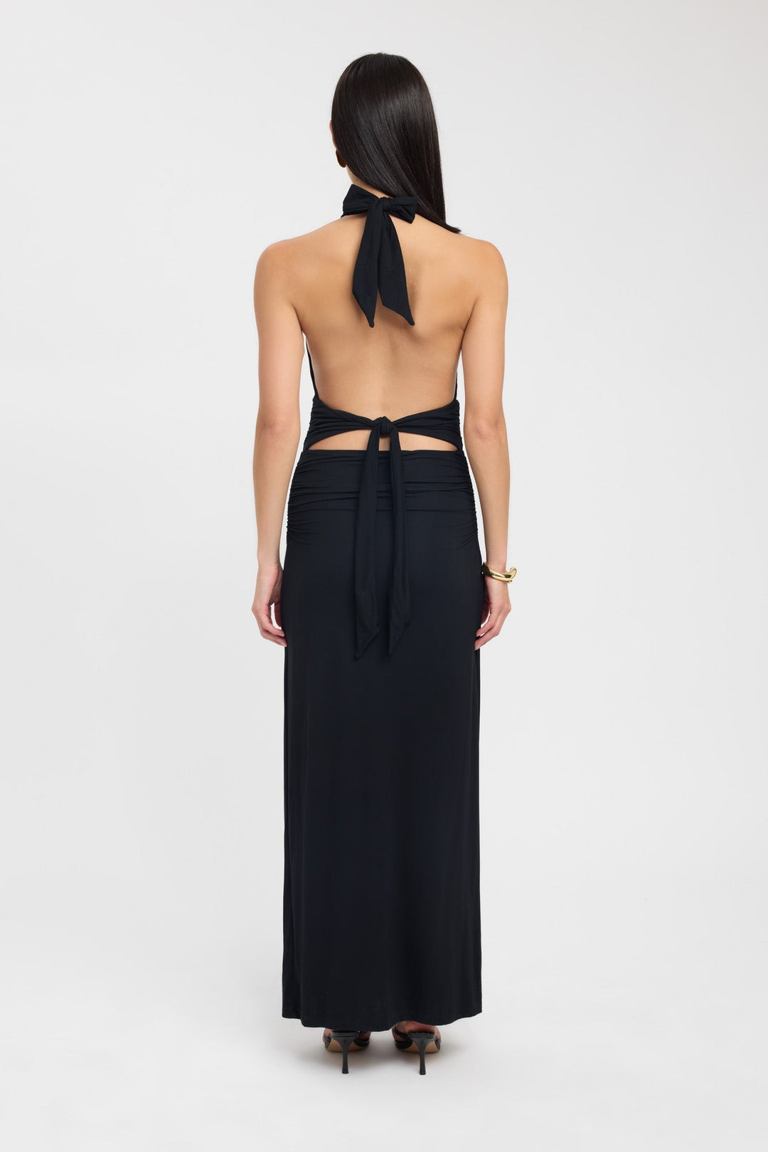 Mocha Elegance Halter Maxi Dress