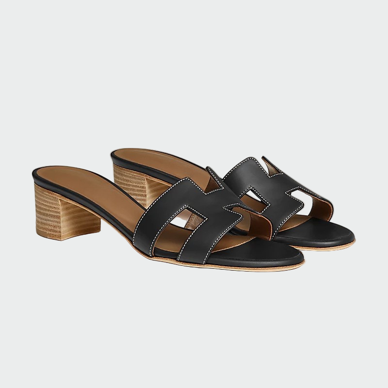 classic tan block mules