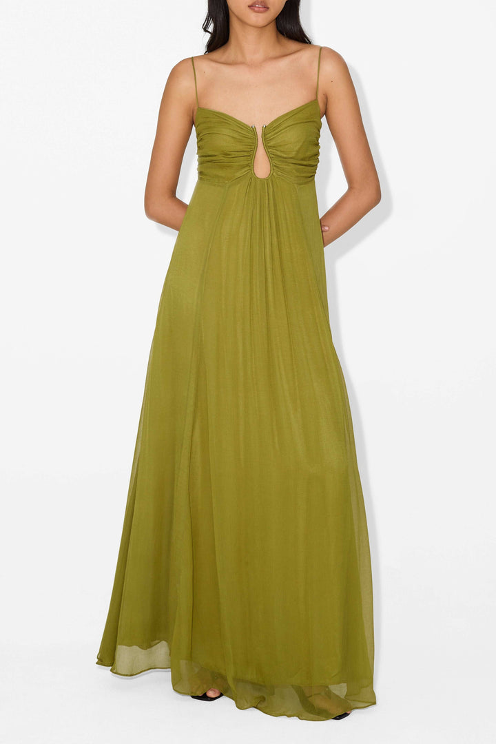 Olive Serenity Keyhole Maxi Dress