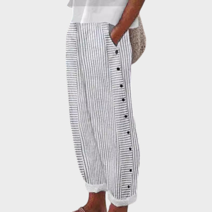 Seaside Striped Button-Up Pants