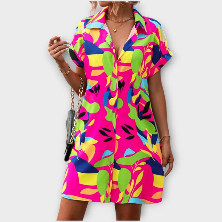 Tropical Vibe Button-Down Shirt Dress