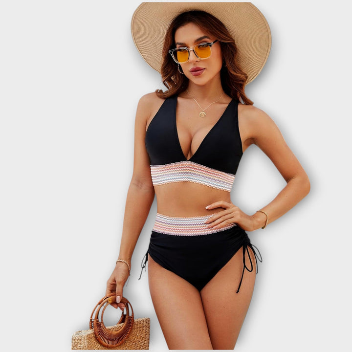 Azure Waves High-Waist Bikini Set
