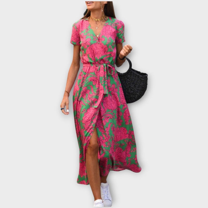 Vibrant Garden Wrap Maxi Dress