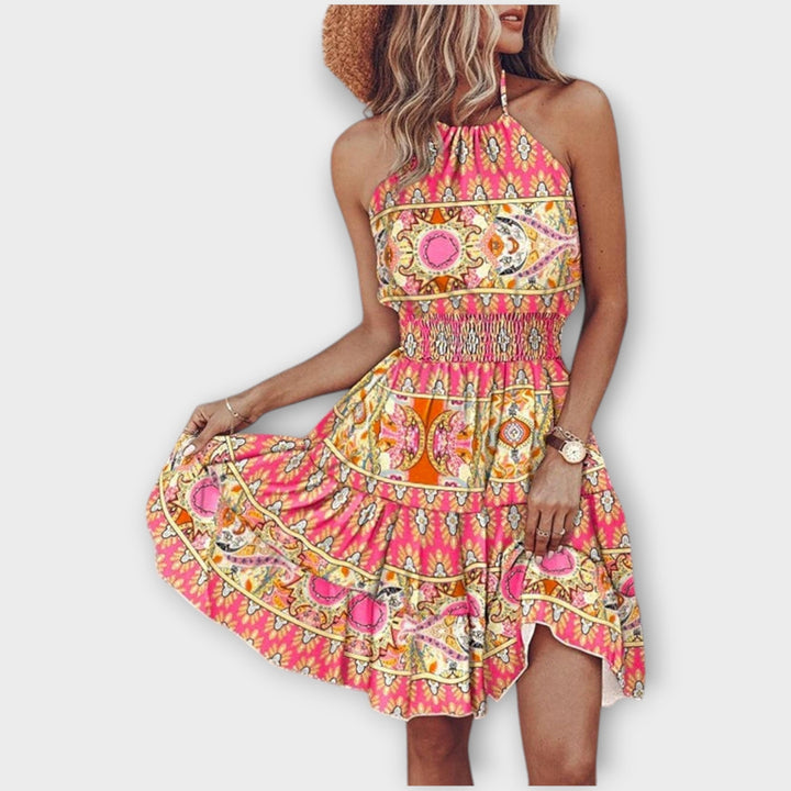 Bohemian Sunset Halter Dress