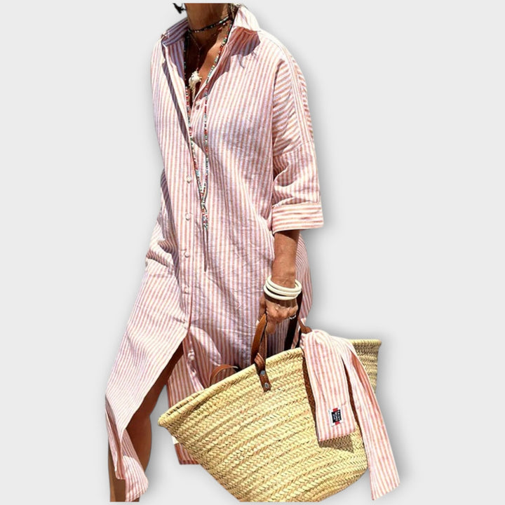 Coastal Breeze Striped Shirt Dress