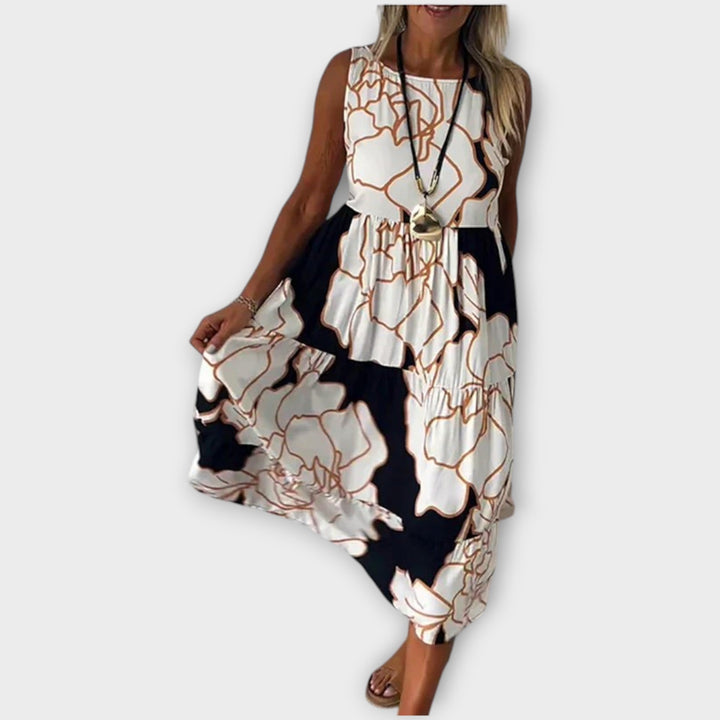 Flowing Abstract Bloom Maxi Dress