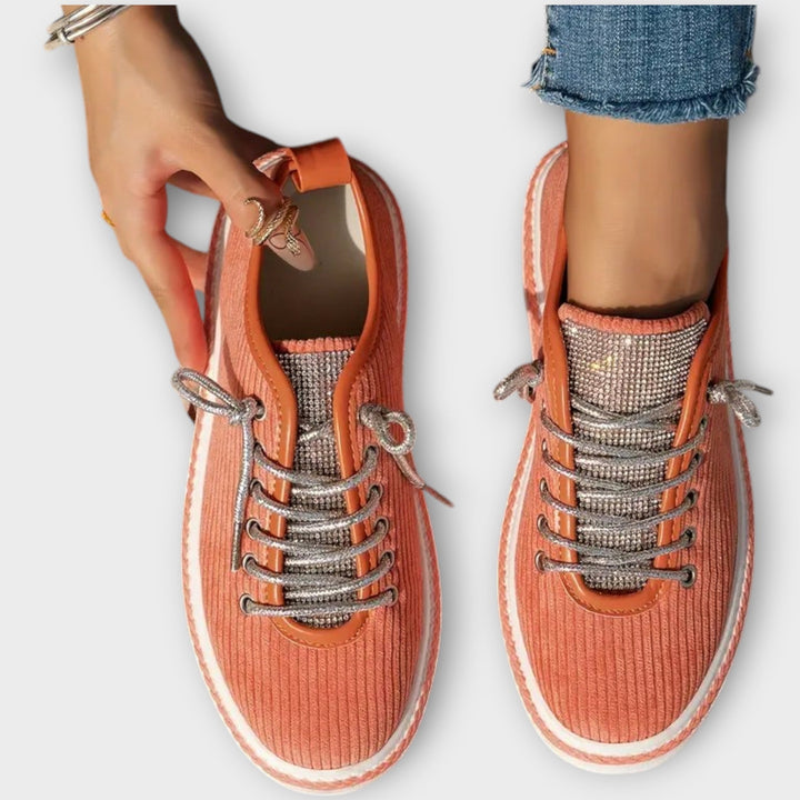 Coral Luxe Rhinestone Sneakers