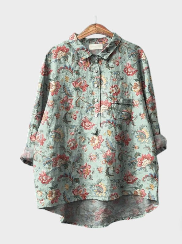 Artistic Bloom Button-Up Shirt