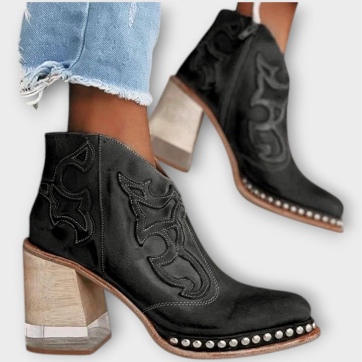 Aurora Studded Western Ankle Boots