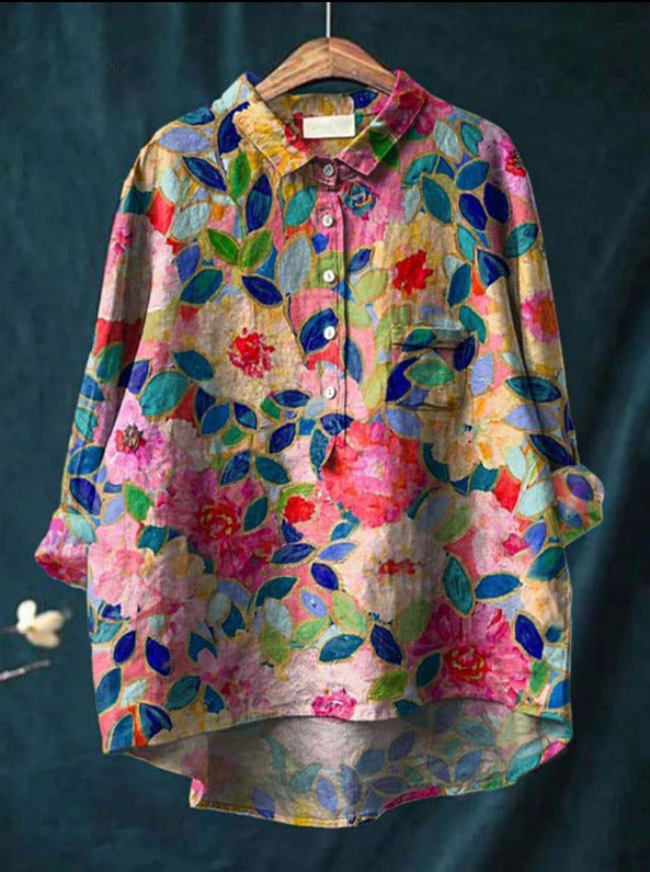 Artistic Bloom Button-Up Shirt