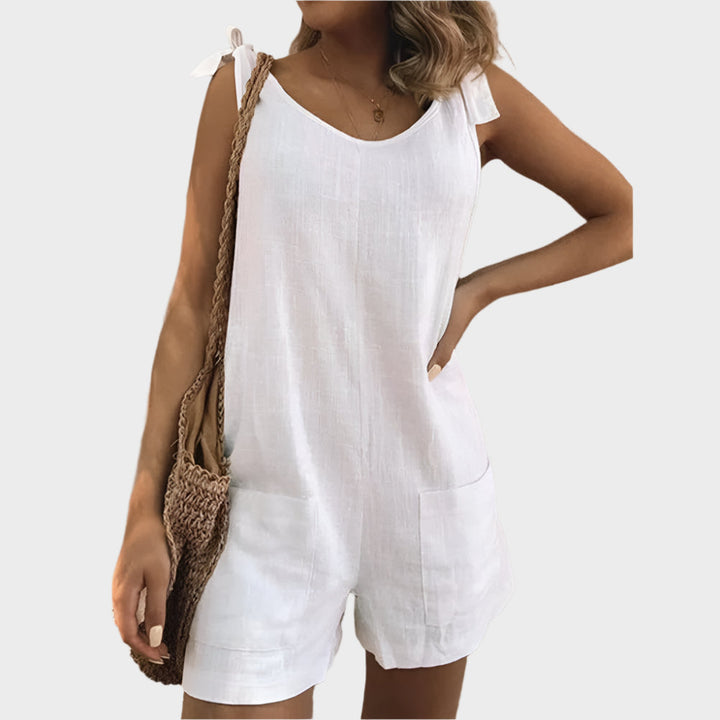 Full-Body Jumpsuit with Straps-Bow and Pockets