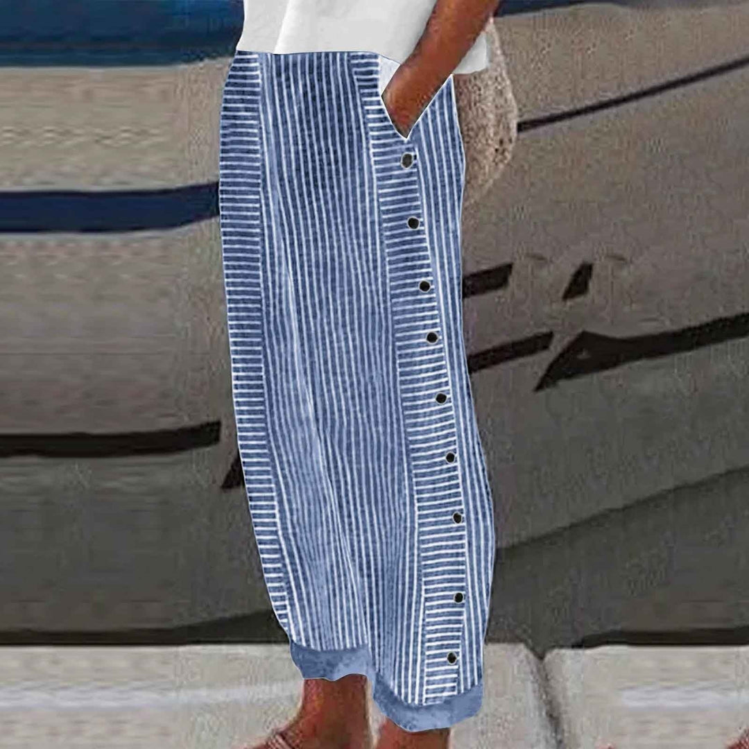 Seaside Striped Button-Up Pants
