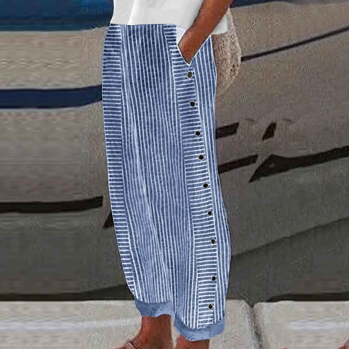 Seaside Striped Button-Up Pants