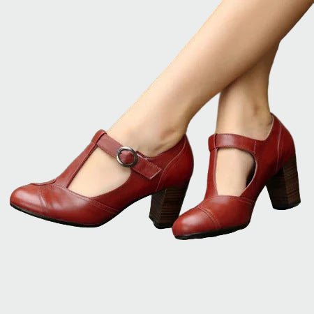 vintage t-strap block heels