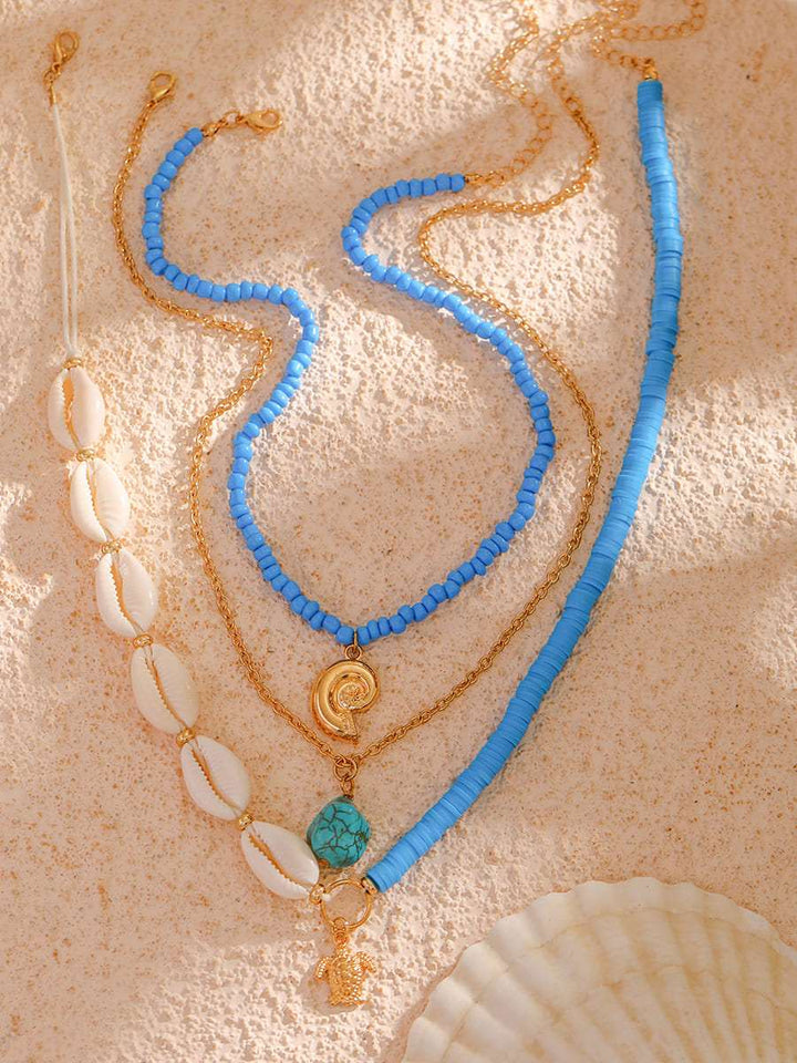 Bora Bora Shell Necklace in Multi-Layered Gold