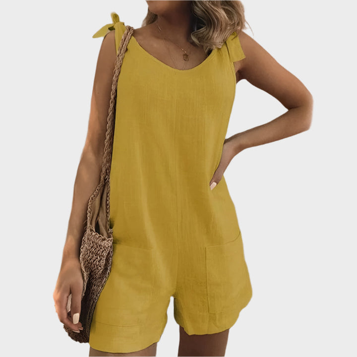 Full-Body Jumpsuit with Straps-Bow and Pockets