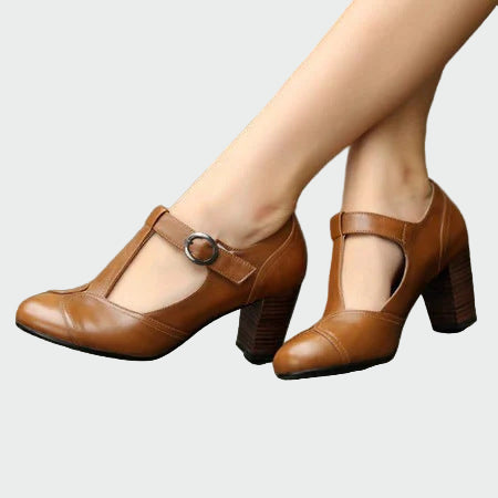 vintage t-strap block heels