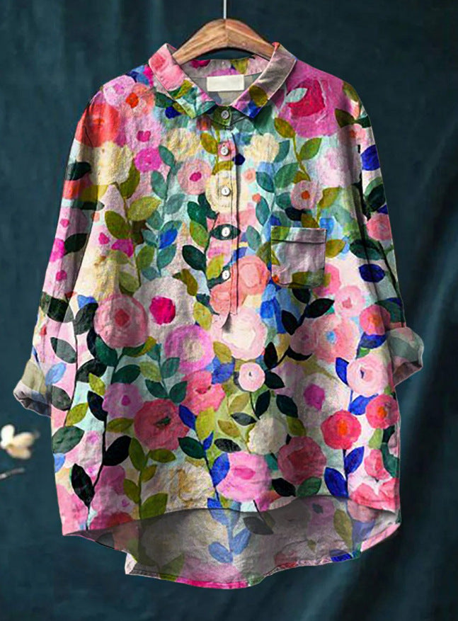 Artistic Bloom Button-Up Shirt