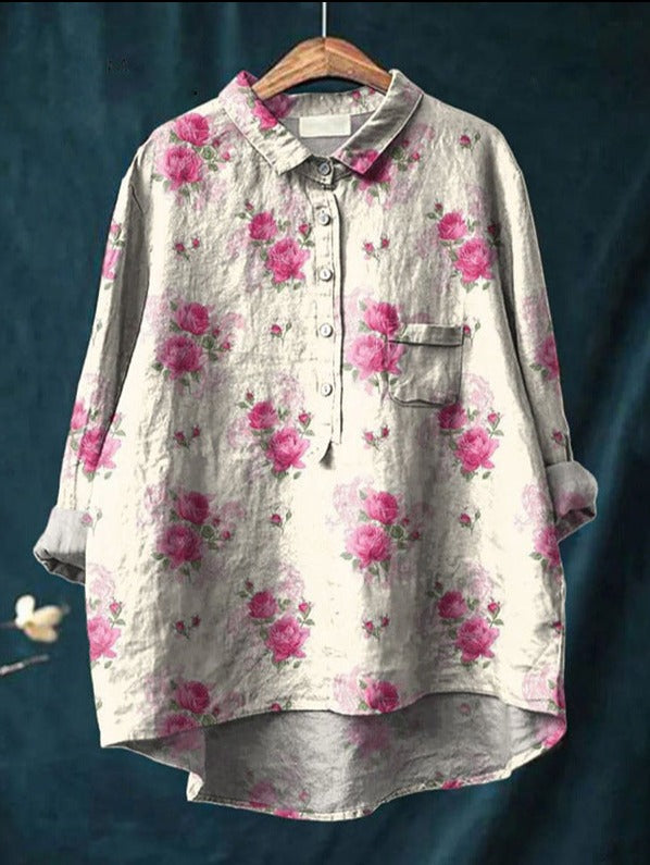 Artistic Bloom Button-Up Shirt