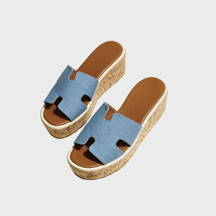 Denim Bliss Wedge Sandals