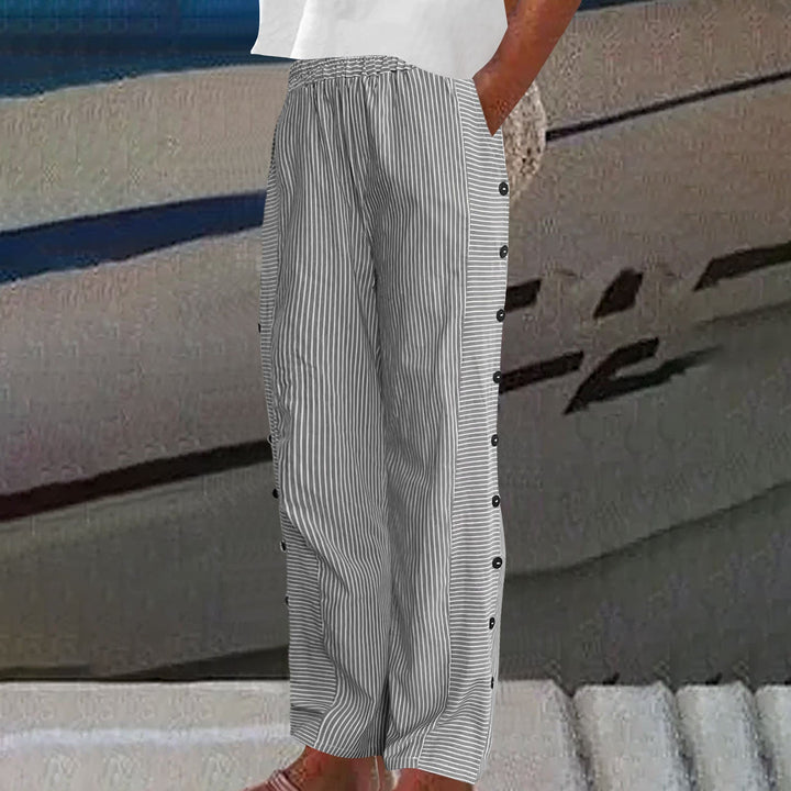 Seaside Striped Button-Up Pants