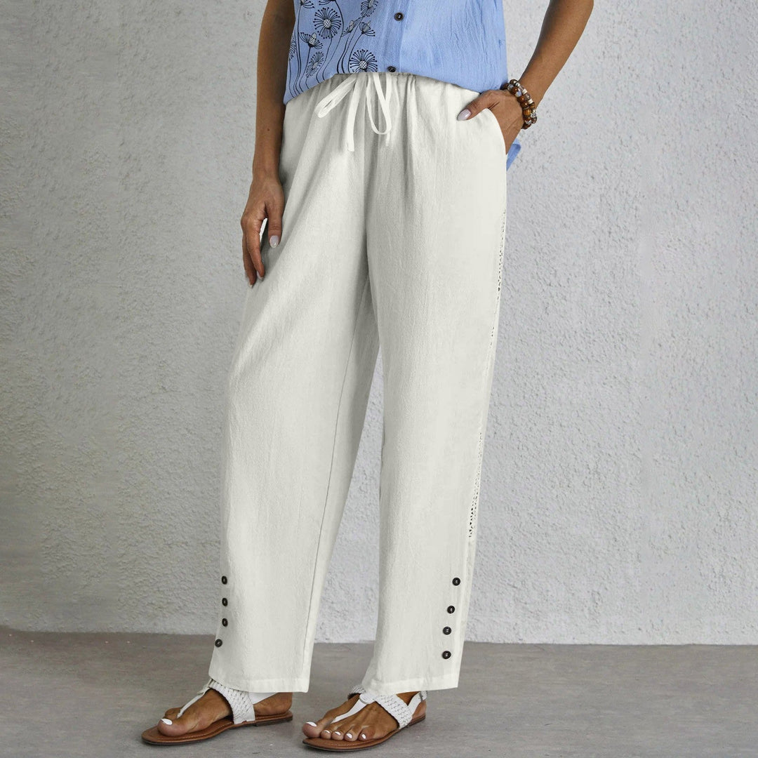 Coastal Charm Embroidered Wide-Leg Pants